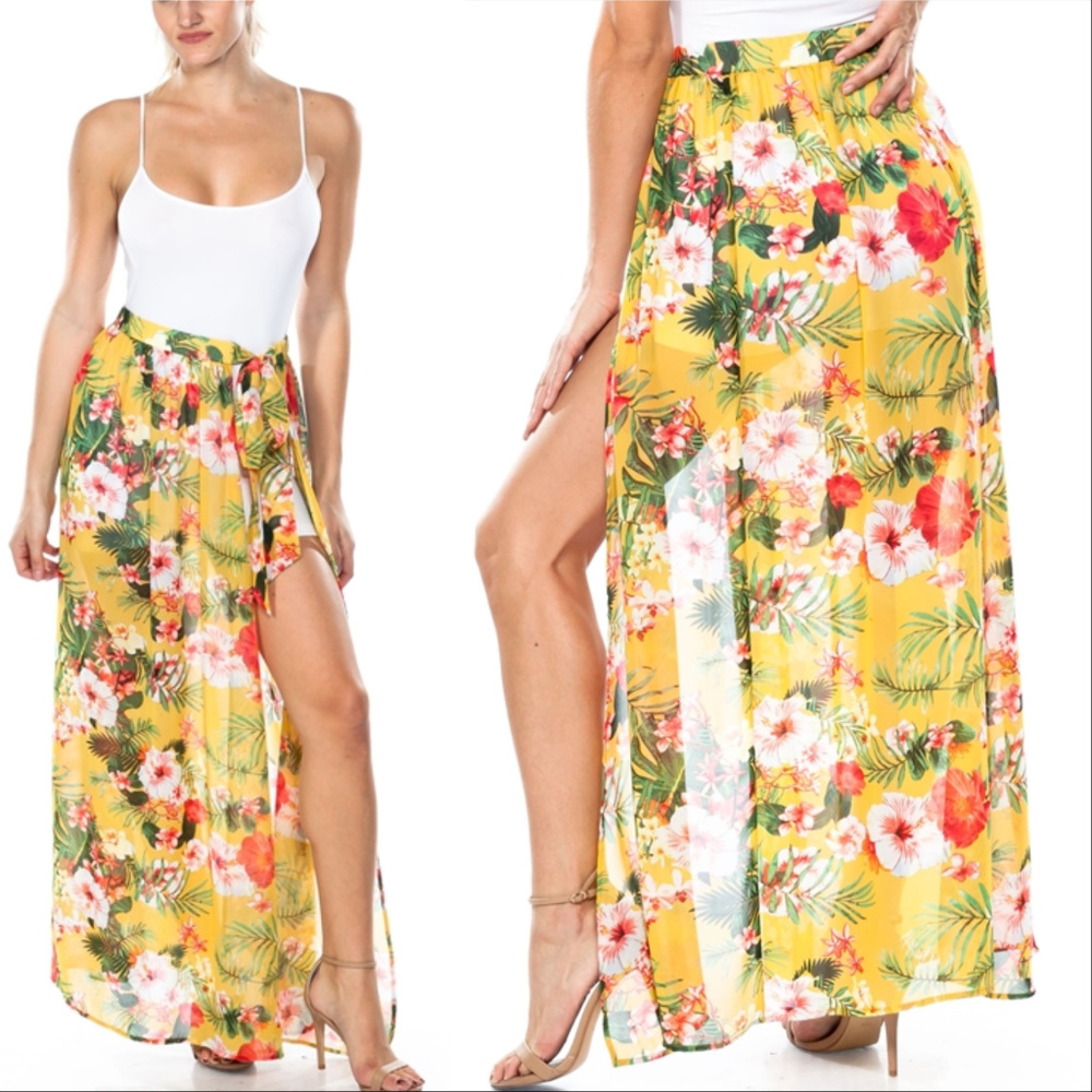 TROPICAL FLORAL SWIMSUIT COVER UP - SARONG - WRAP - Picture 3 of 4